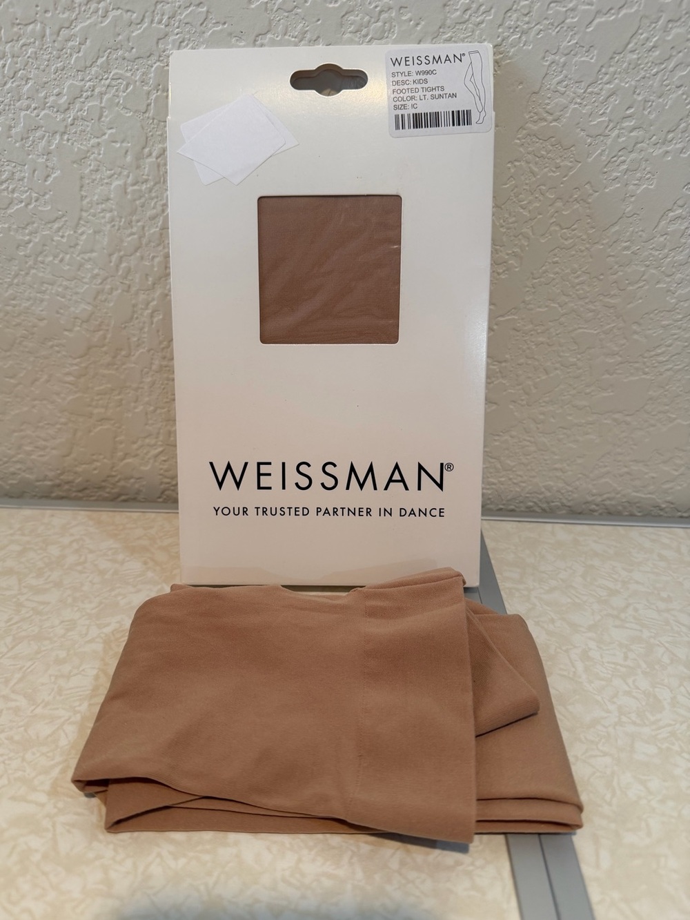 2 pair Weissman Footed Tights Size IC LT Suntan